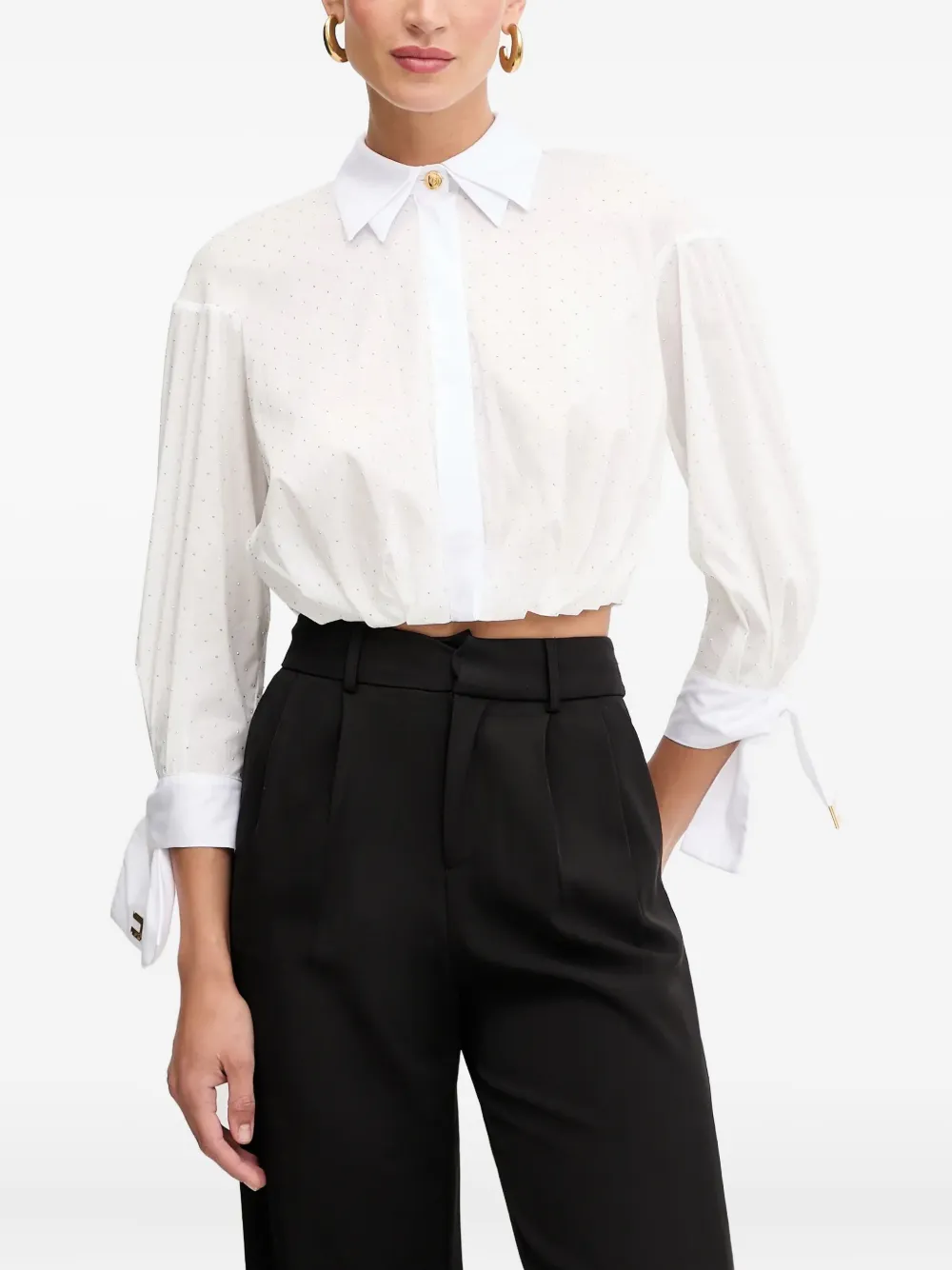 Elisabetta Franchi tie-cuff embellished blouse | White | Image 1