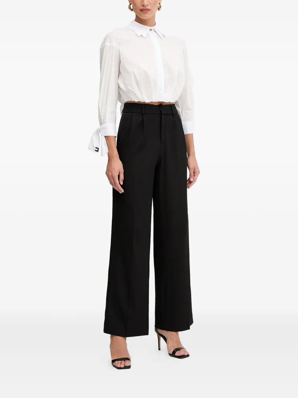 Elisabetta Franchi Verfraaide blouse met gestrikte manchetten - Wit