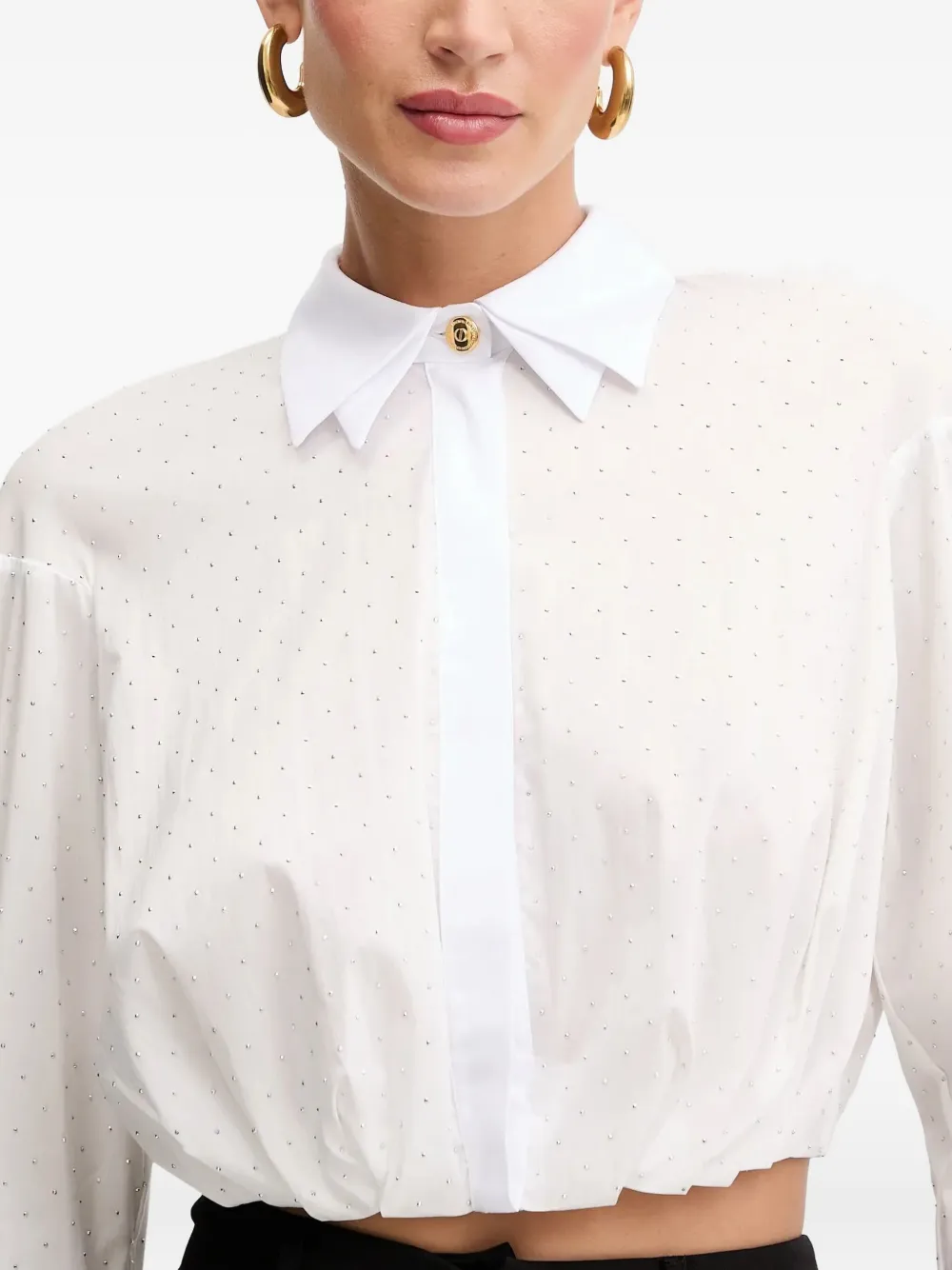Elisabetta Franchi Verfraaide blouse met gestrikte manchetten Wit