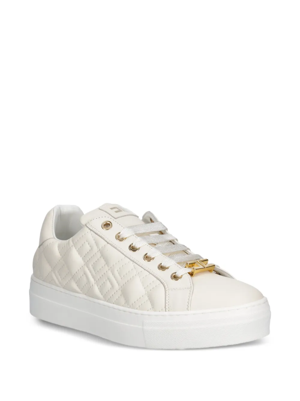 Elisabetta Franchi La Mia Bambina quilted logo-detail sneakers - Bianco