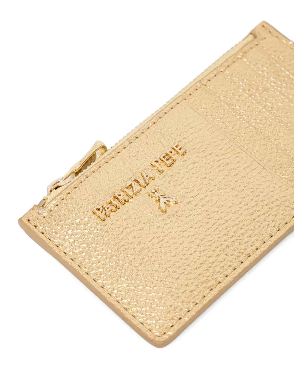Patrizia Pepe Logo Zip Card Holder In Gold
