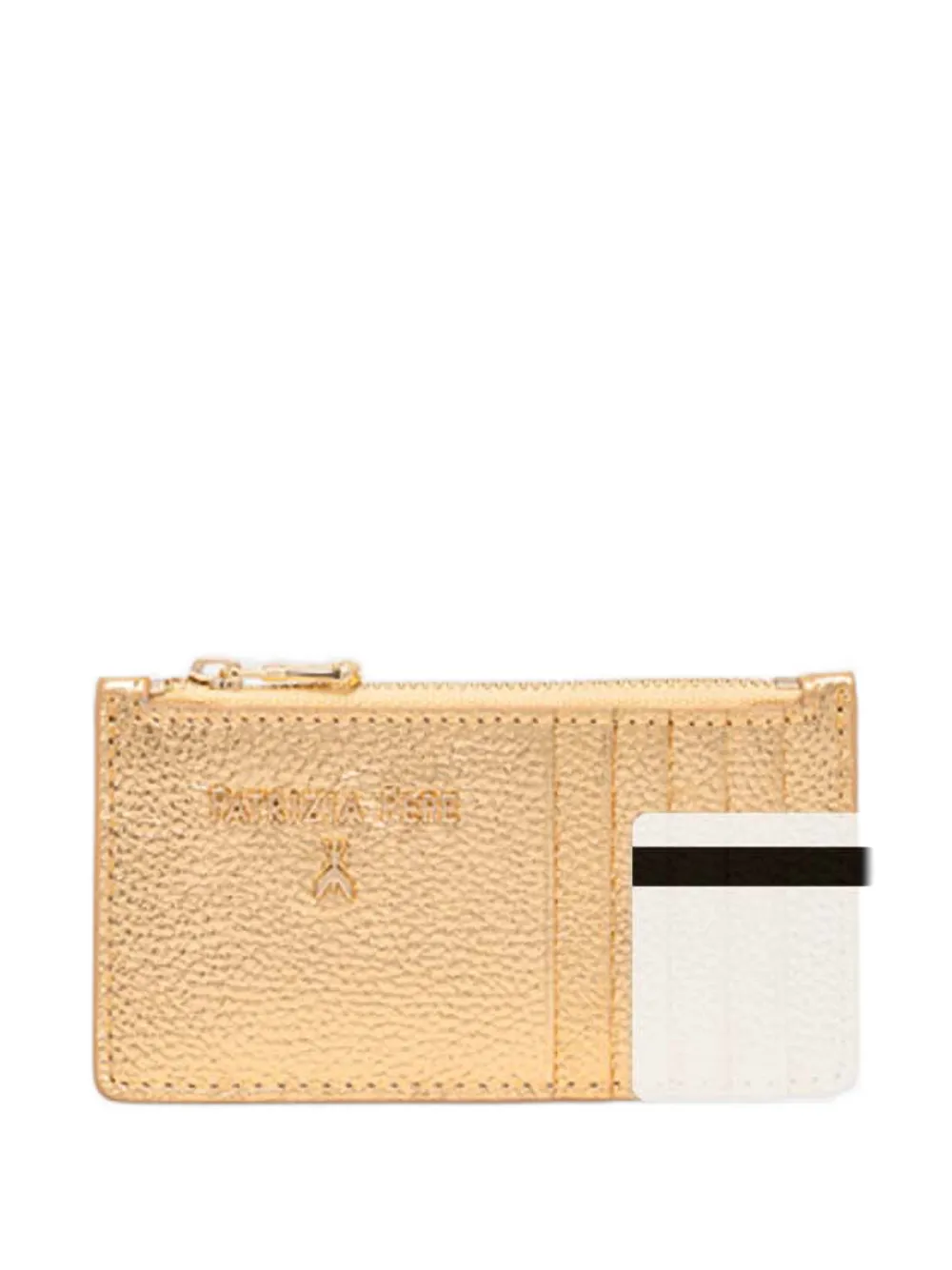 Patrizia Pepe Logo Zip Card Holder In Gold