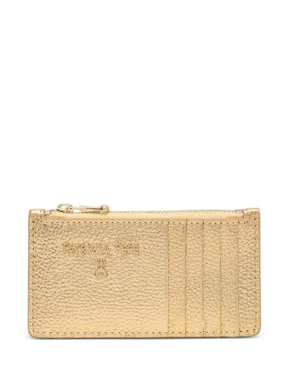Patrizia Pepe Logo Zip Card Holder In Gold