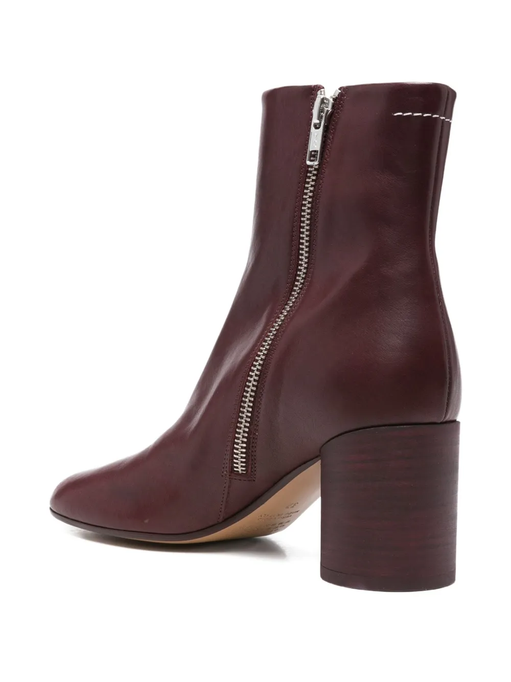Mm6 Maison Margiela 70mm Leather Zip-fastening Block-heel Ankle Boots In Red