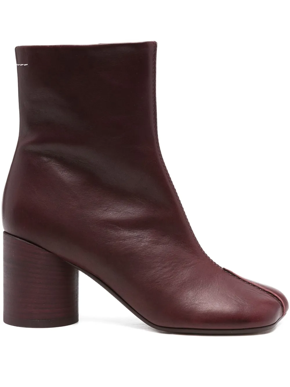 Mm6 Maison Margiela 70mm Leather Zip-fastening Block-heel Ankle Boots In Red