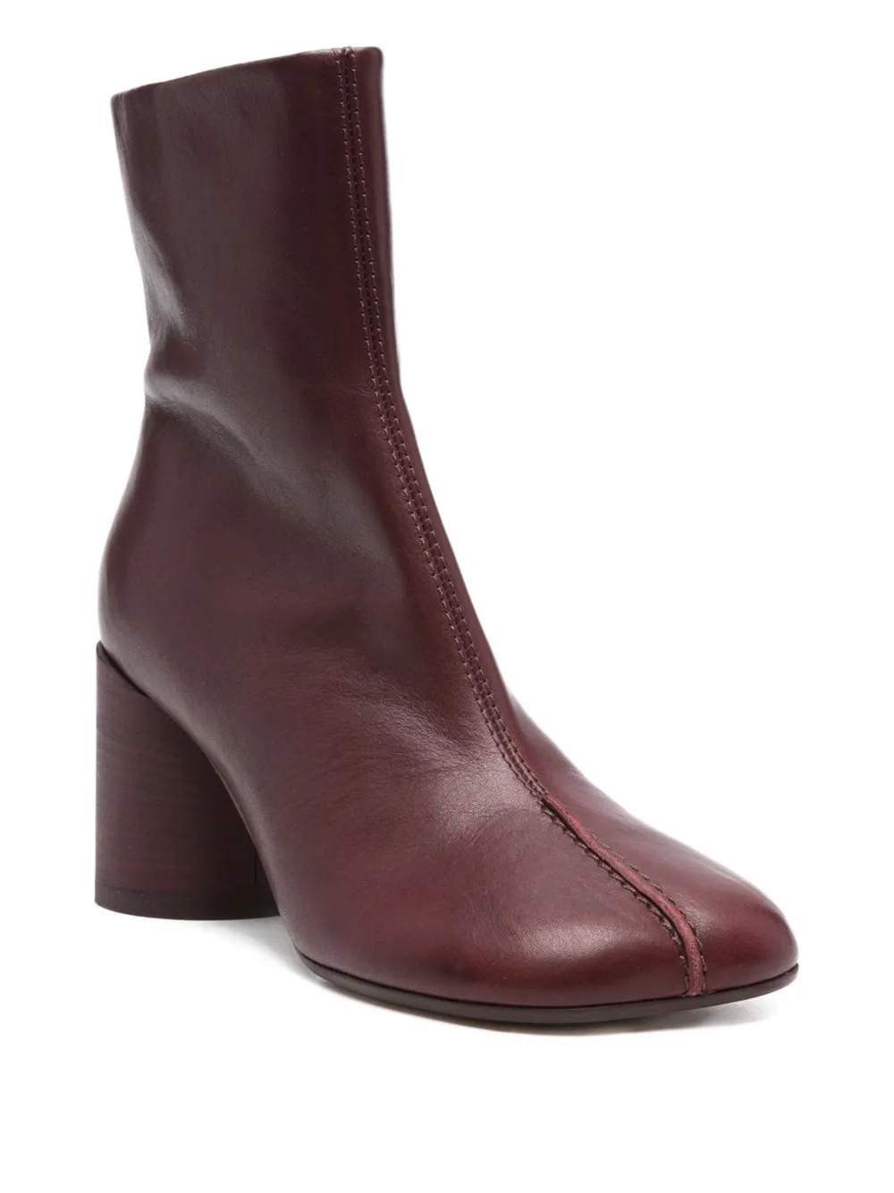 Mm6 Maison Margiela 70mm Leather Zip-fastening Block-heel Ankle Boots In Red