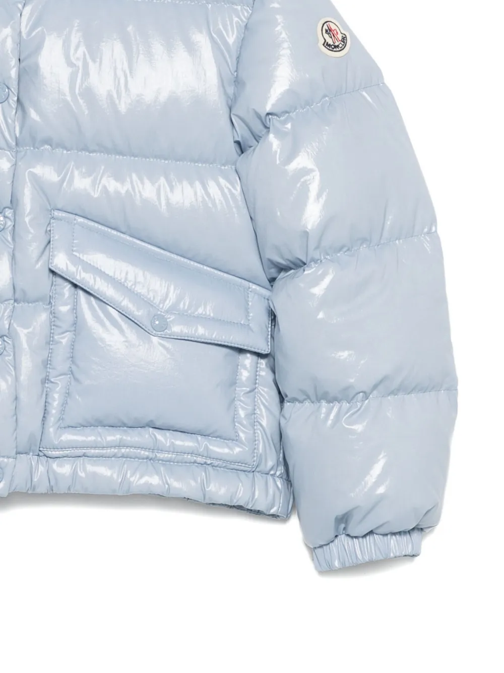 Moncler Enfant quilted shiny jacket Blauw