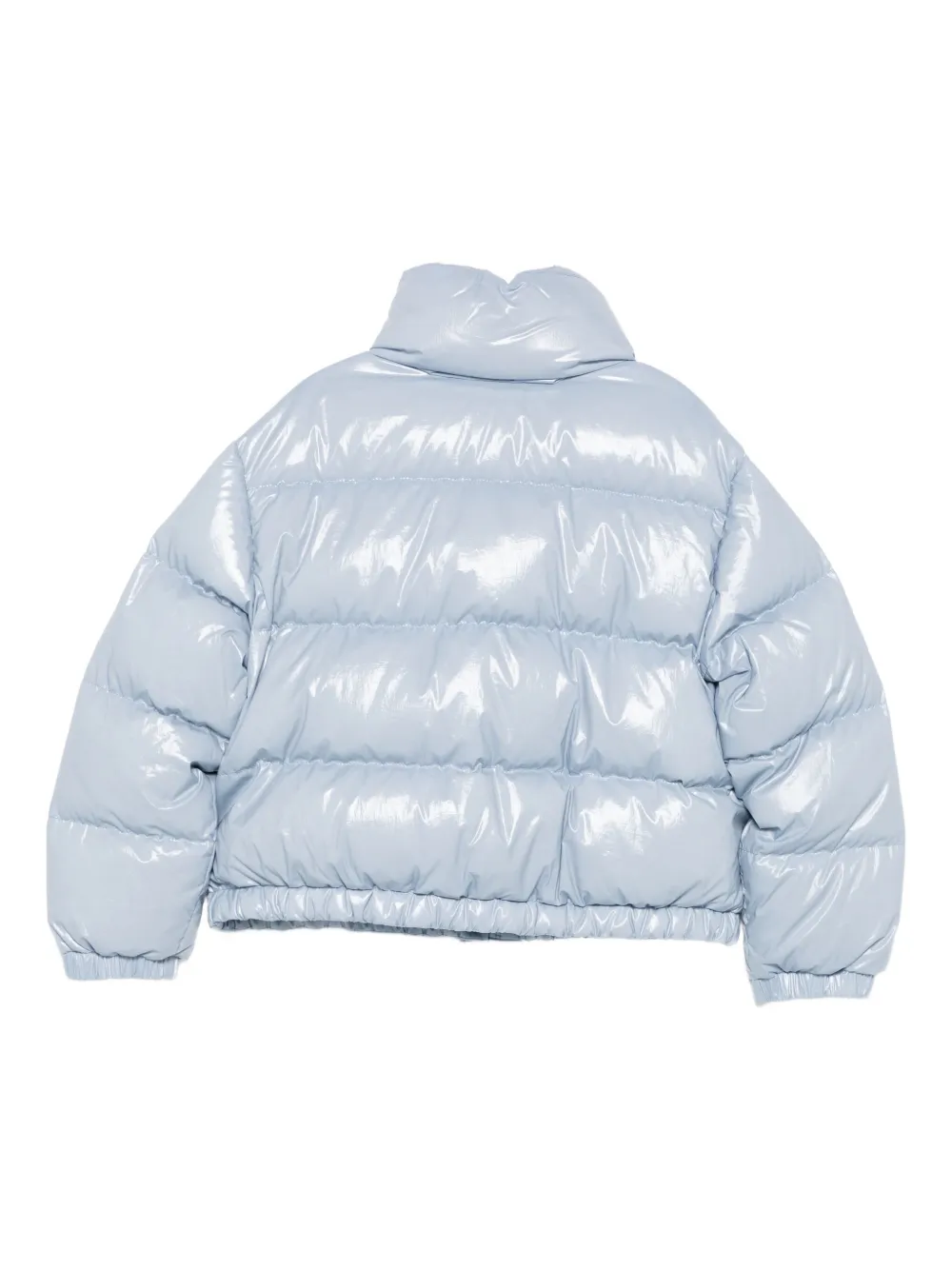 Moncler Enfant quilted shiny jacket Blauw
