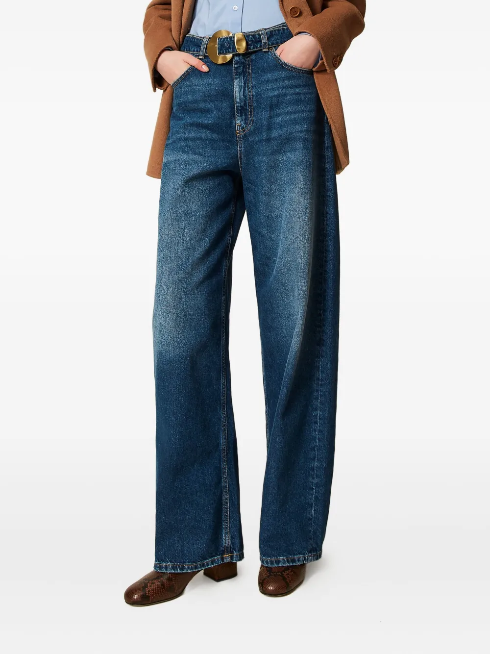 TWINSET Jeans met gespsluiting en ceintuur Blauw