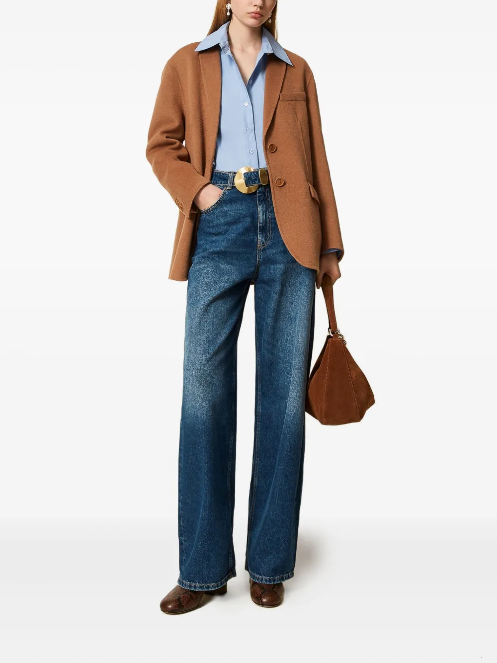 TWINSET Jeans met gespsluiting en ceintuur - Blauw