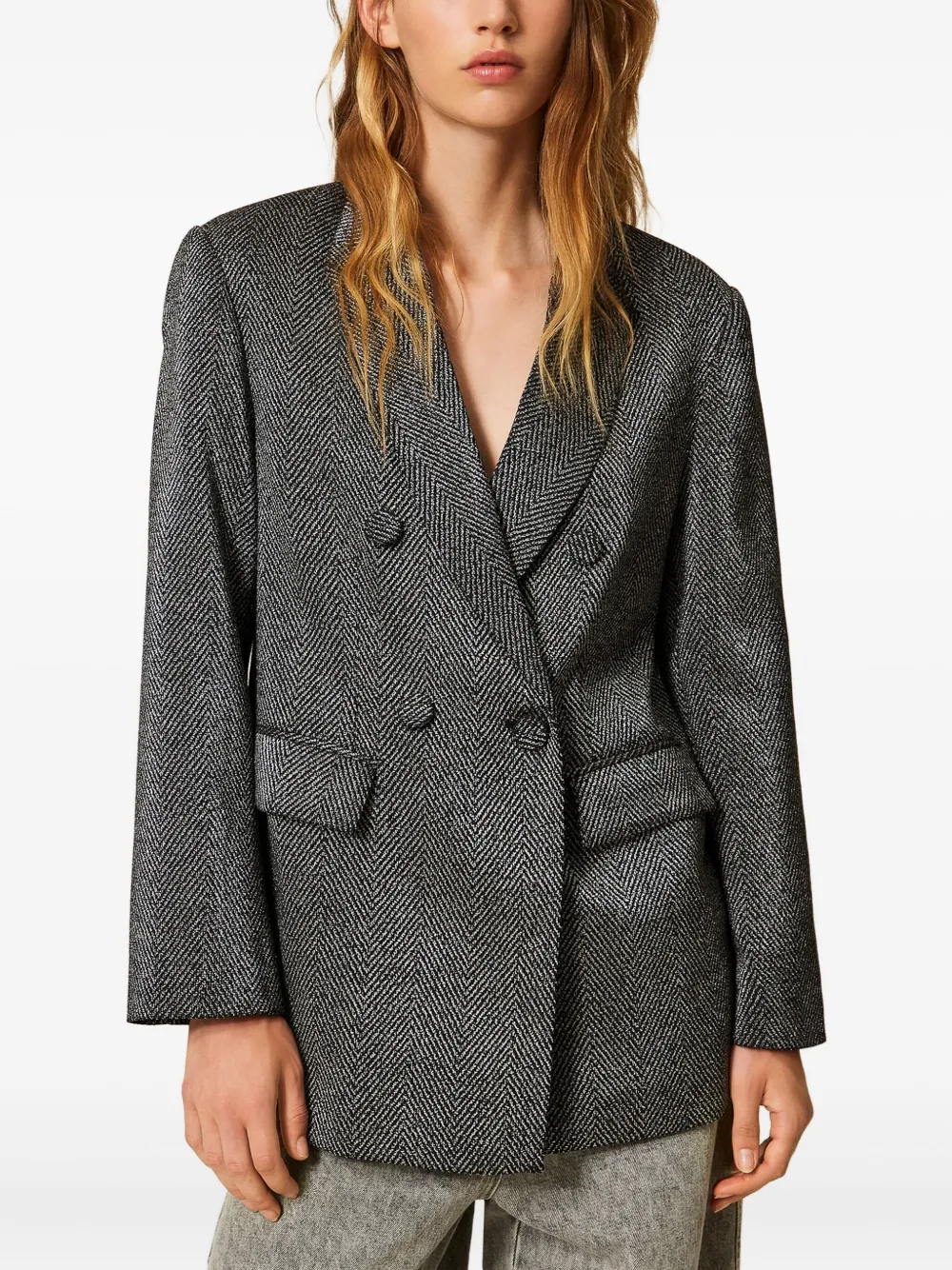 TWINSET Blazer met dubbele rij knopen Grijs