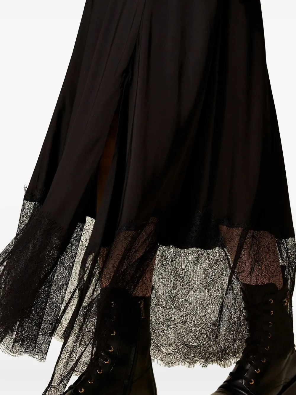 TWINSET Maxi-rok met kanten afwerking Zwart