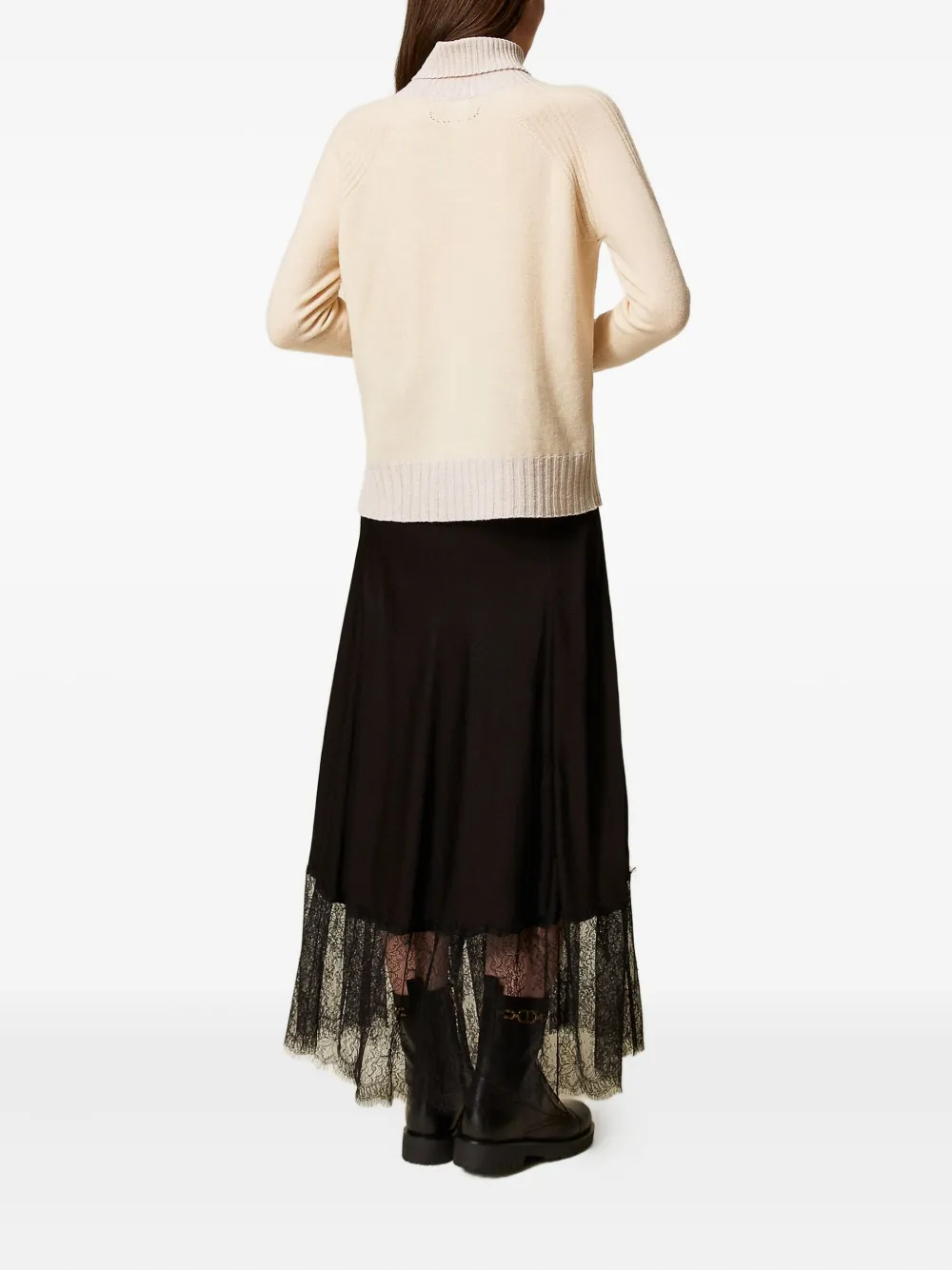 TWINSET Maxi-rok met kanten afwerking - Zwart