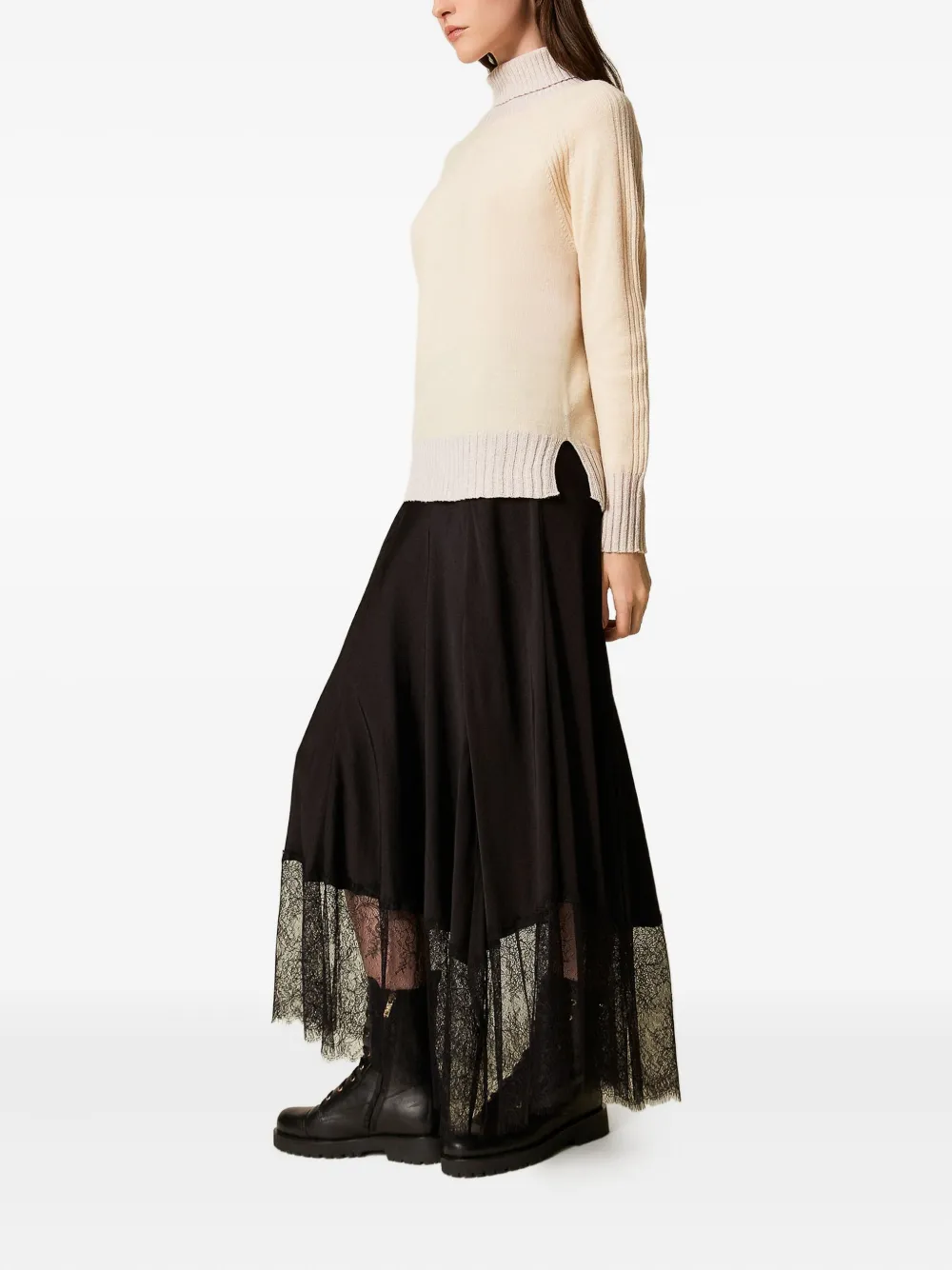 TWINSET Maxi-rok met kanten afwerking Zwart