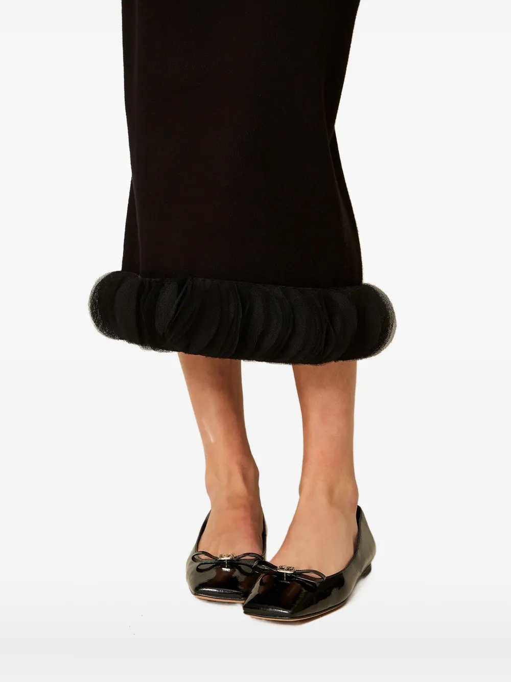 TWINSET Gebreide midi-rok met ruches Zwart