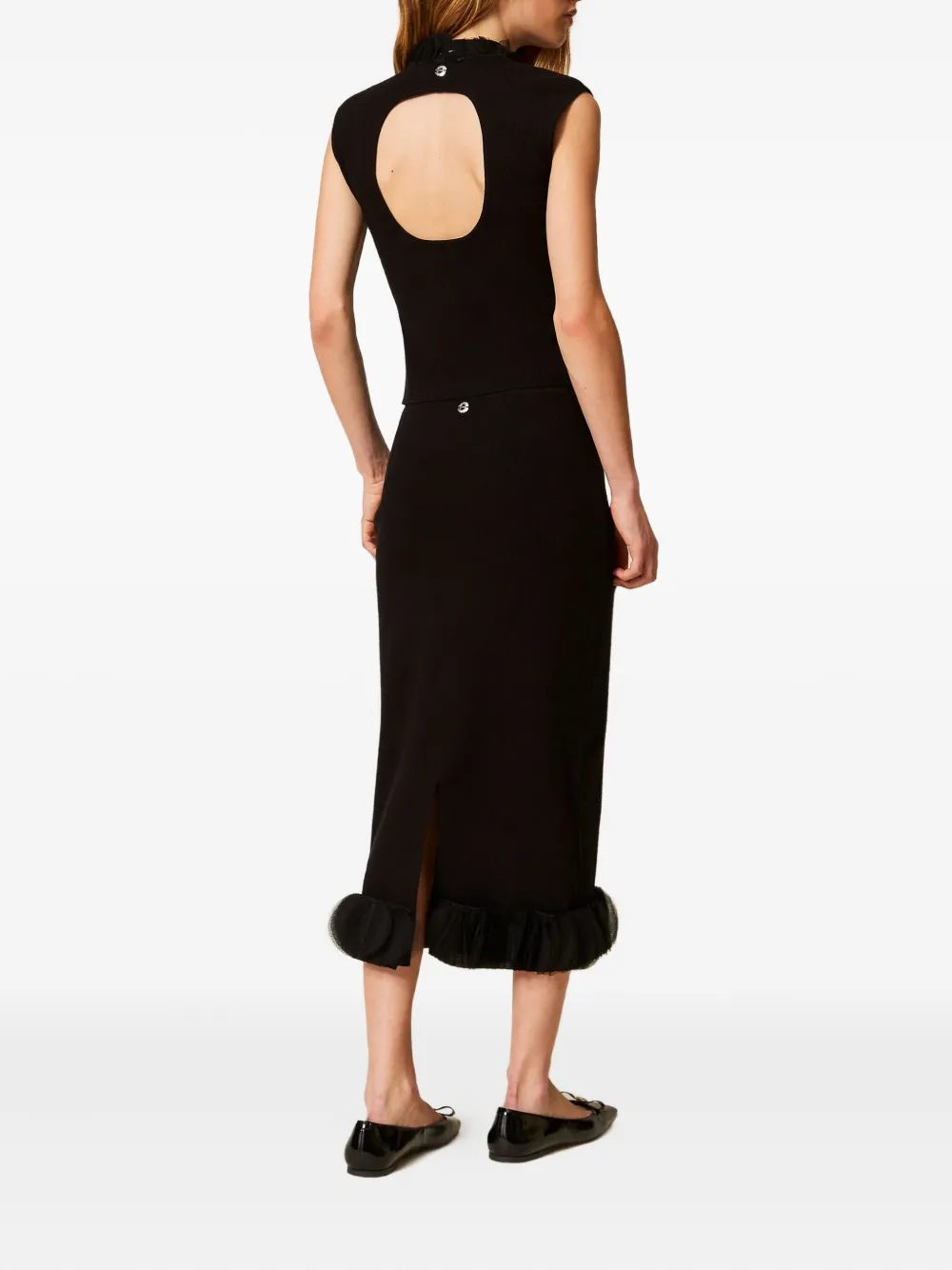 TWINSET Gebreide midi-rok met ruches Zwart