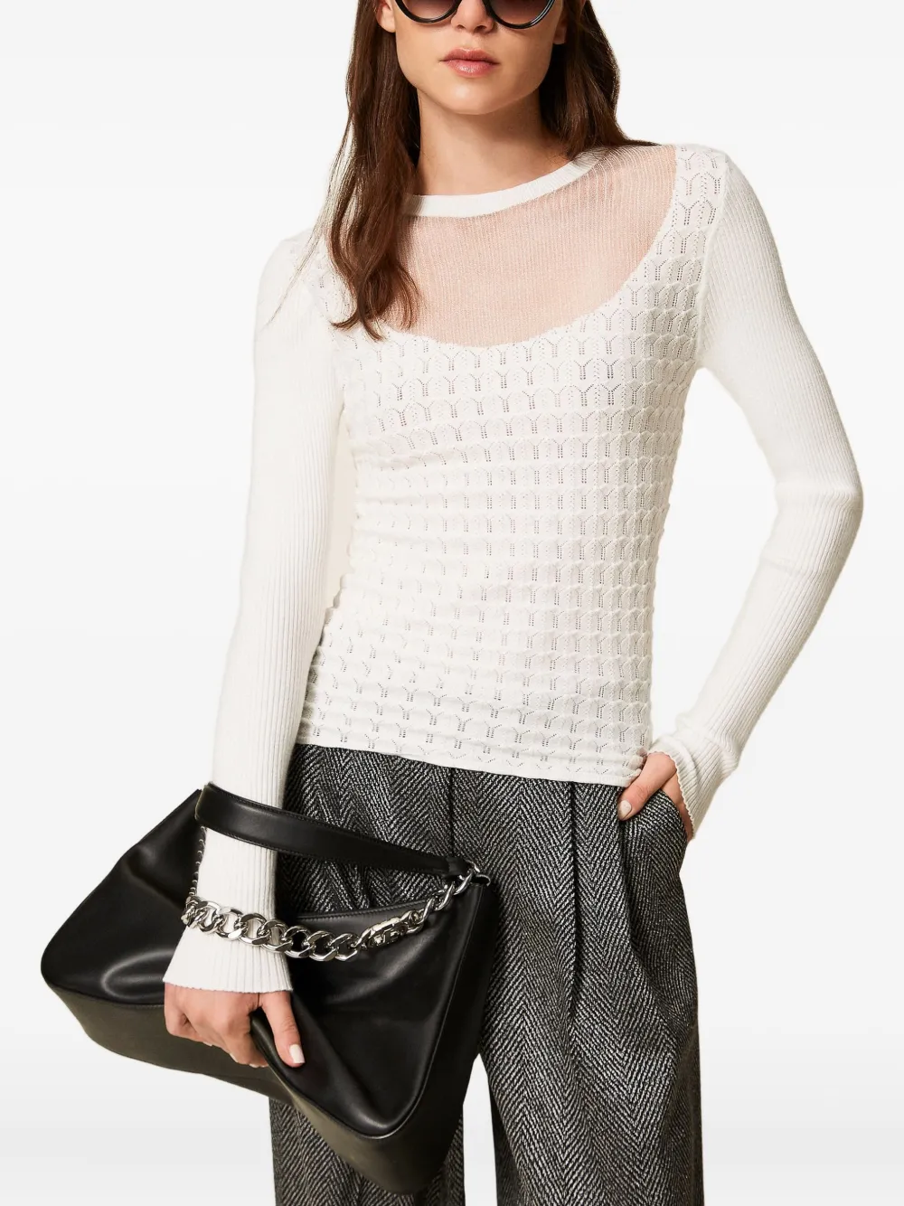 Twinset See-through Sweater In White