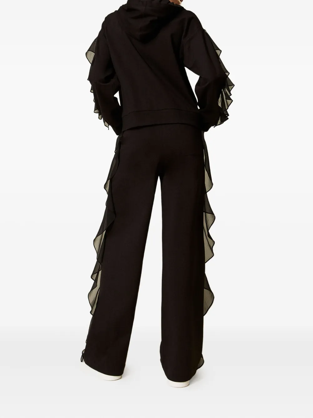 TWINSET Straight broek met ruches Zwart