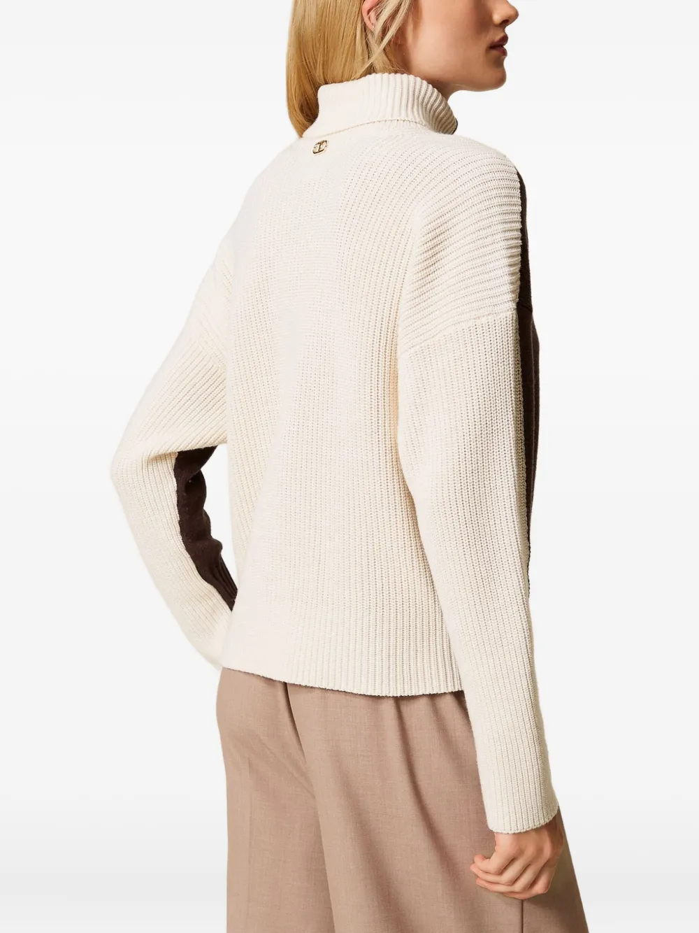 Twinset Relaxed Fit Color-block Sweater In Black