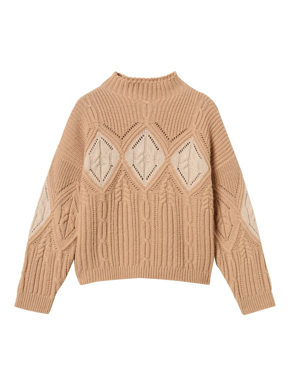 Twinset Cable-knit Intarsia Jumper In Brown