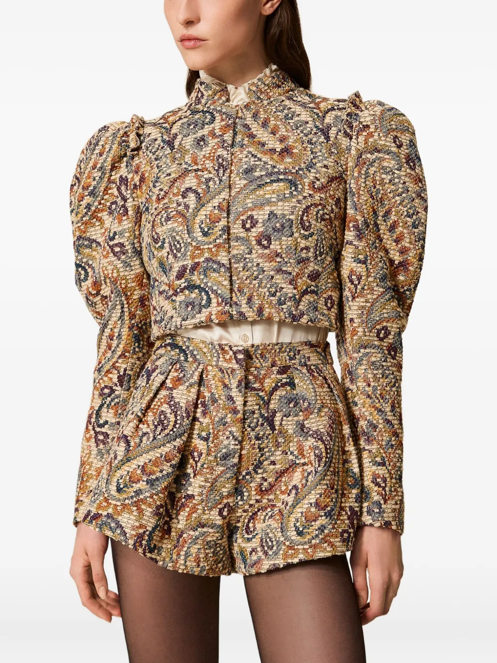 TWINSET Jack met pofmouwen en paisley-print Beige