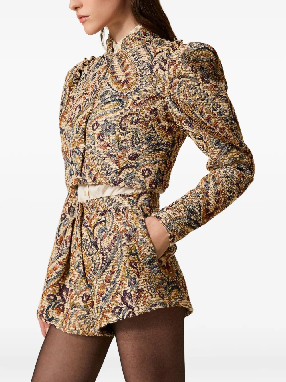 TWINSET Jack met pofmouwen en paisley-print Beige