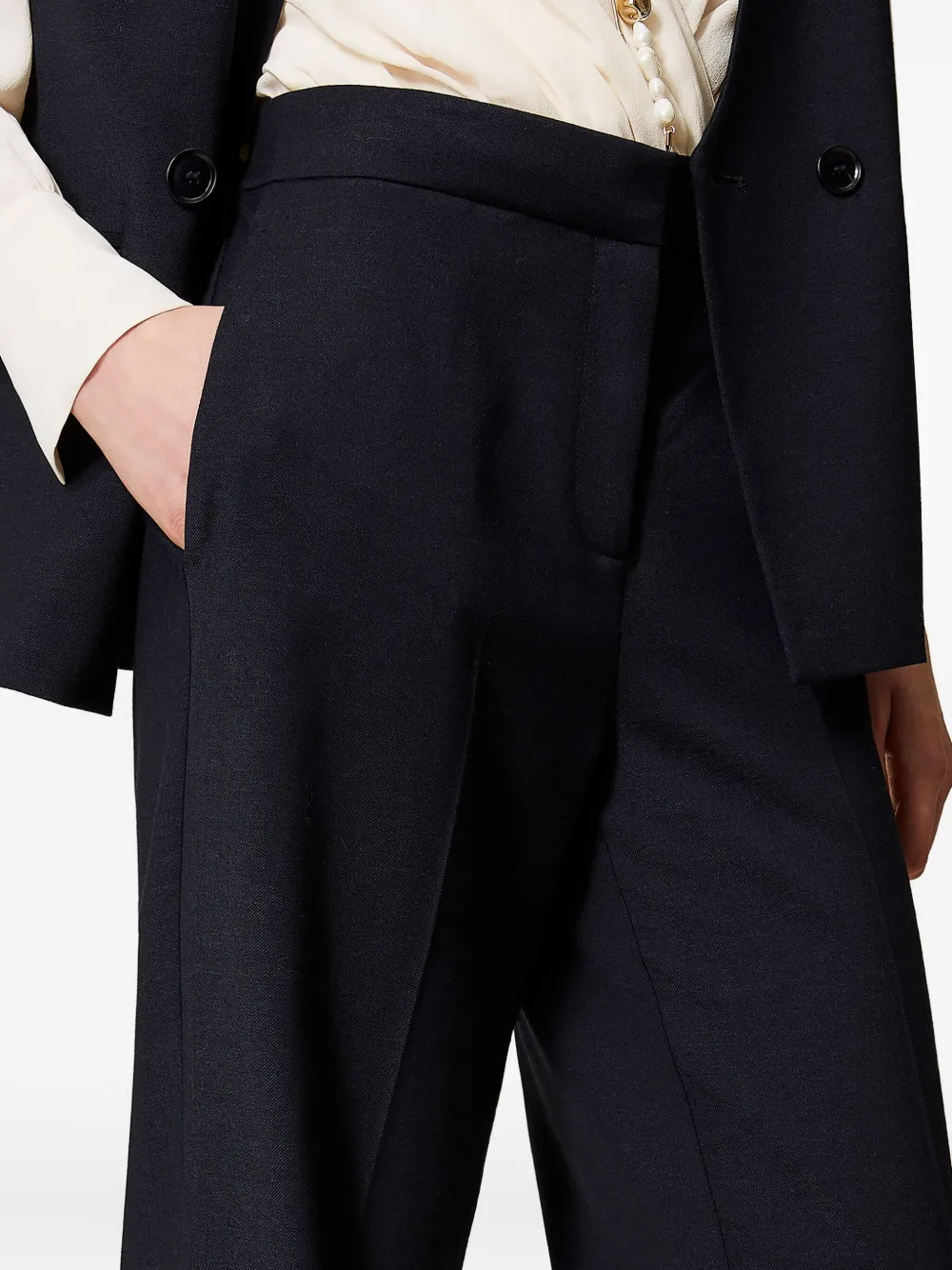 TWINSET Broek met wijde pijpen en zijzak Blauw