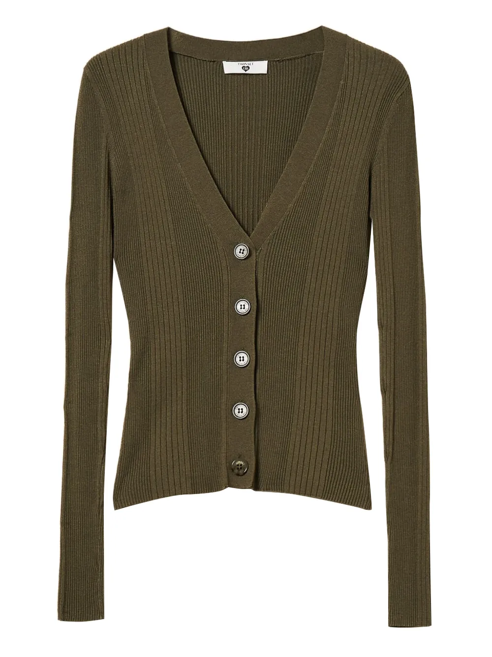 TWINSET Ribgebreid vest met knoop Groen