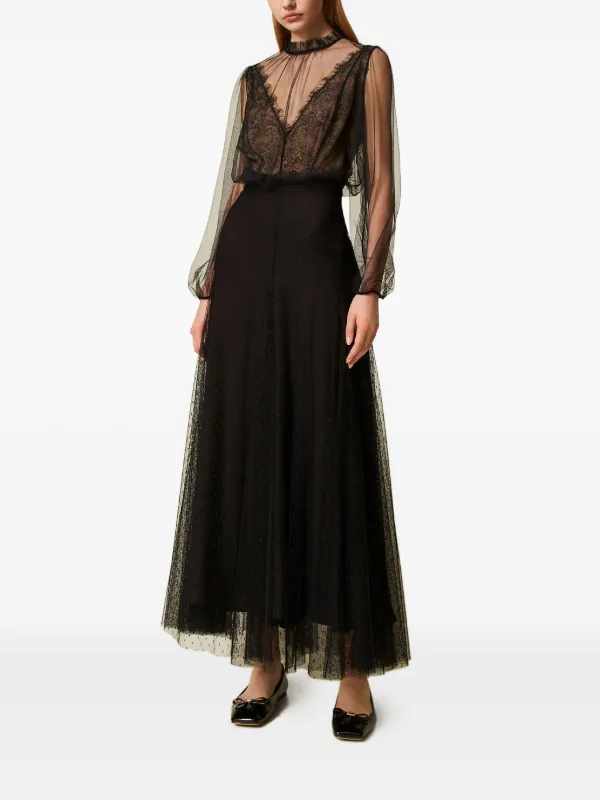 TWINSET polka-dot Tulle Maxi Skirt | Black | FARFETCH