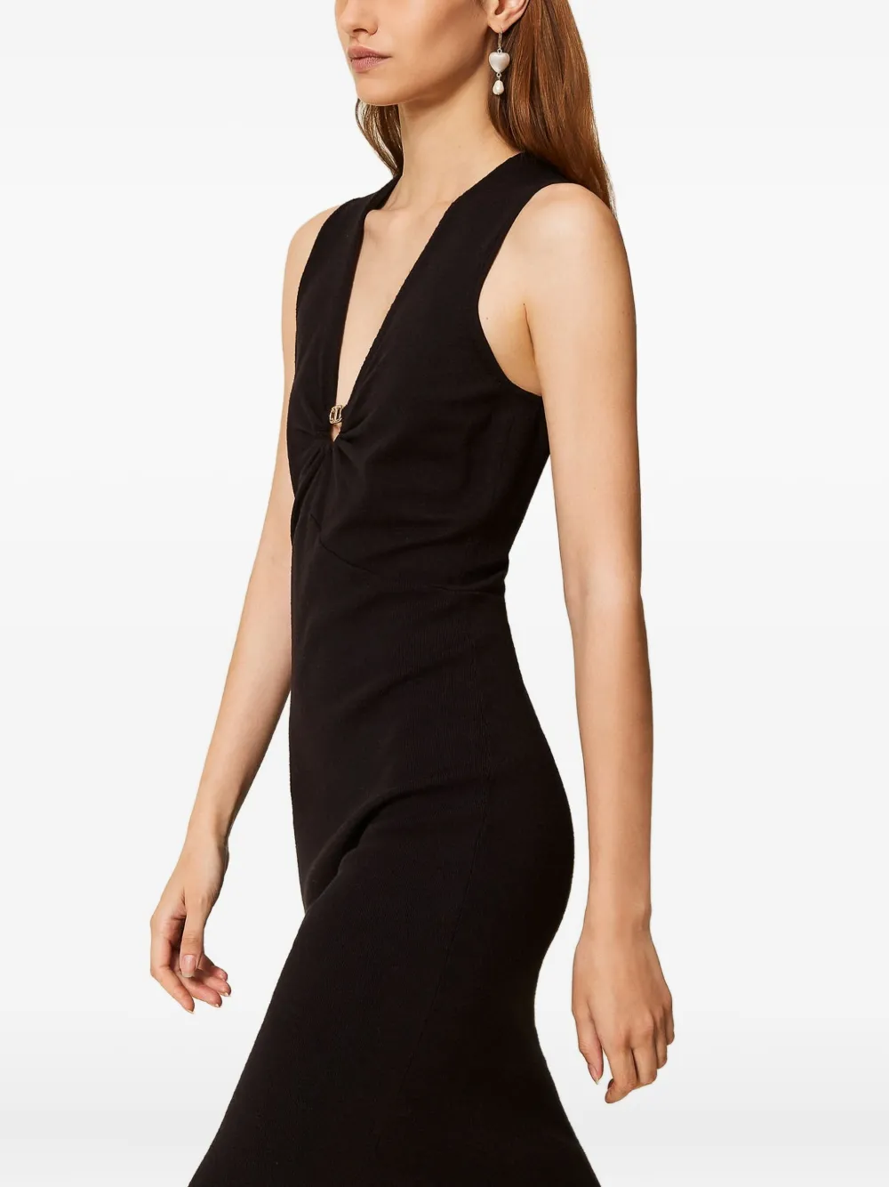 TWINSET Mouwloze jurk met V-hals Zwart