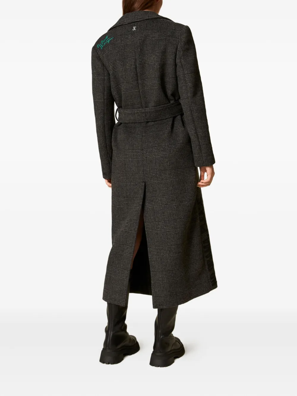 TWINSET Geruite jas met ceintuur Zwart