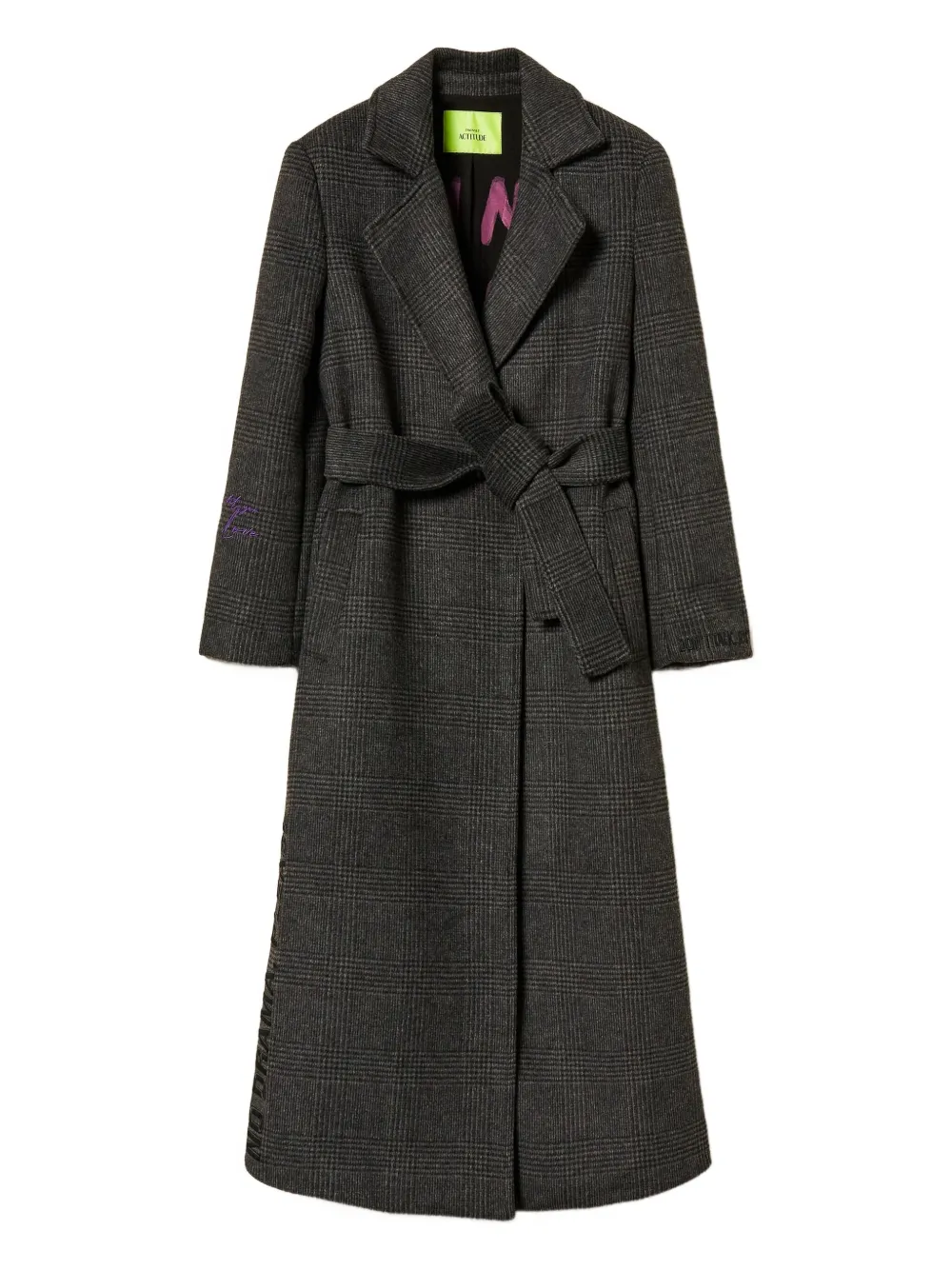 TWINSET checked belted coat | Black | Image 1