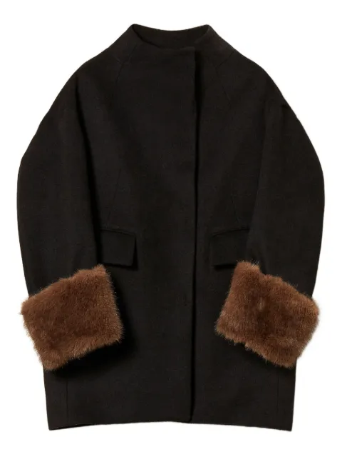 TWINSET faux-fur cuffs single-breasted coat