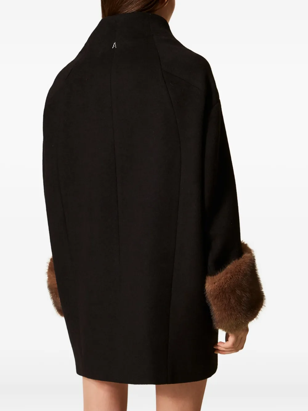 TWINSET Jas met enkele rij knopen en manchetten met imitatiebont Zwart