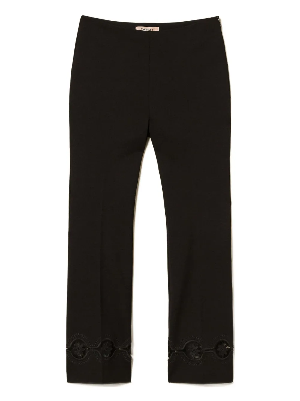 TWINSET Broek met geborduurde bloemen Zwart