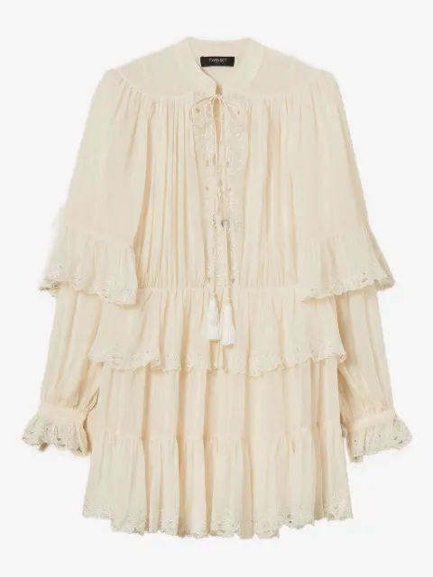 TWINSET short embroidered georgette dress