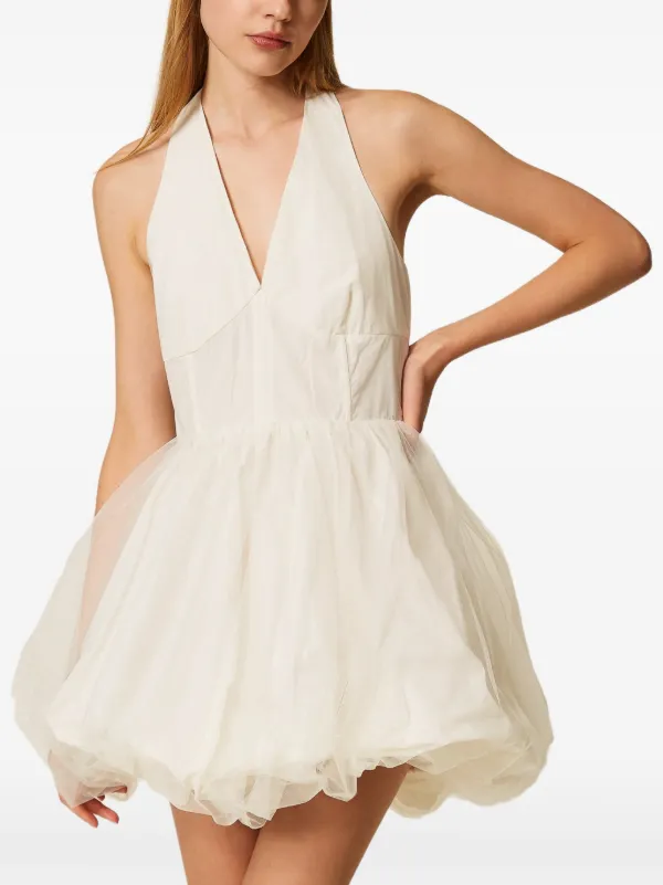 TWINSET Vestido Corto De Tul Blanco FARFETCH CO