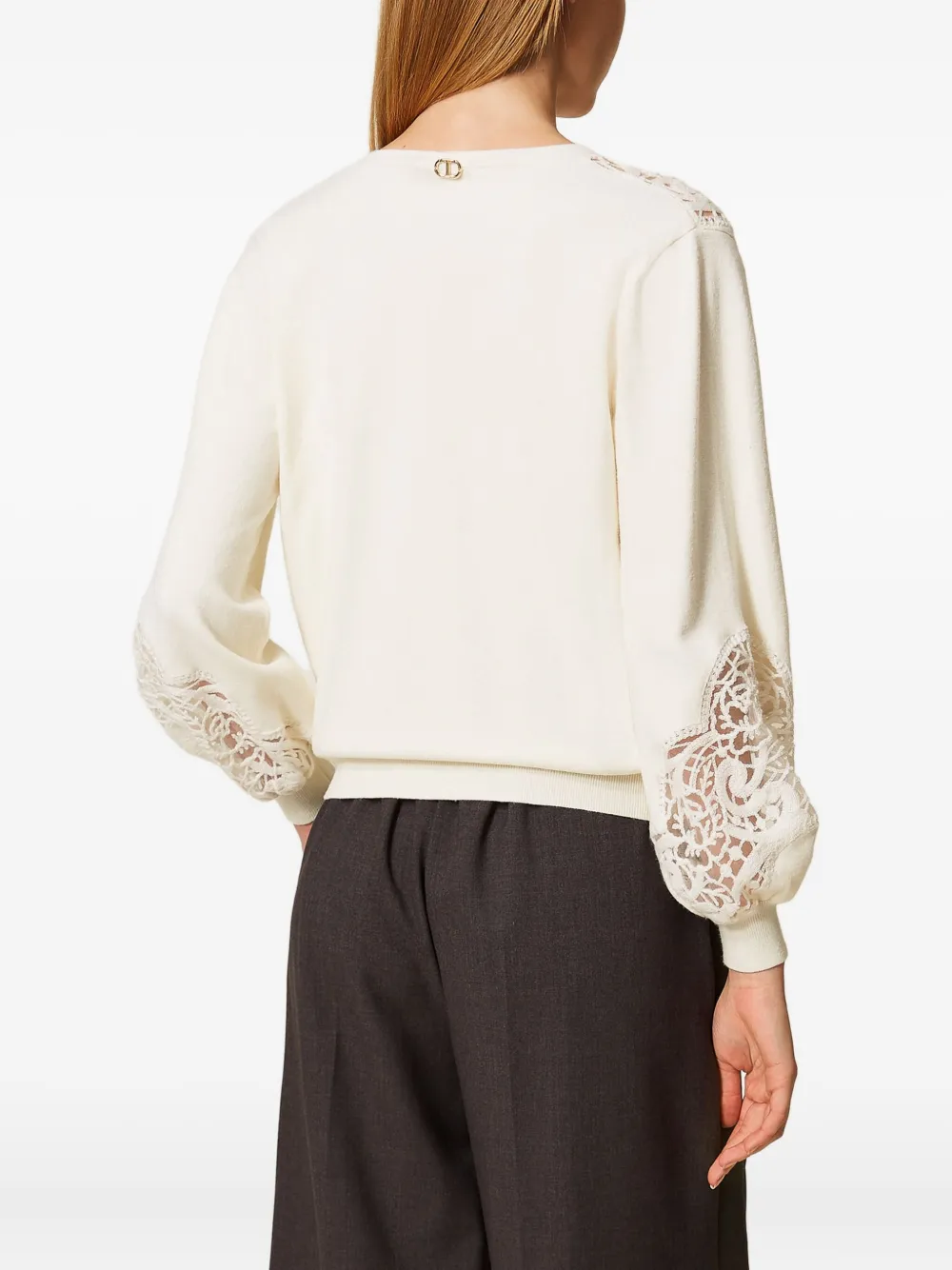 Twinset Embroidered V-neck Sweater In White