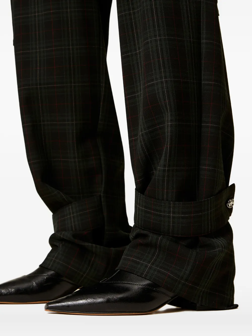 TWINSET Broek met tartan ruit en cargo zak Groen