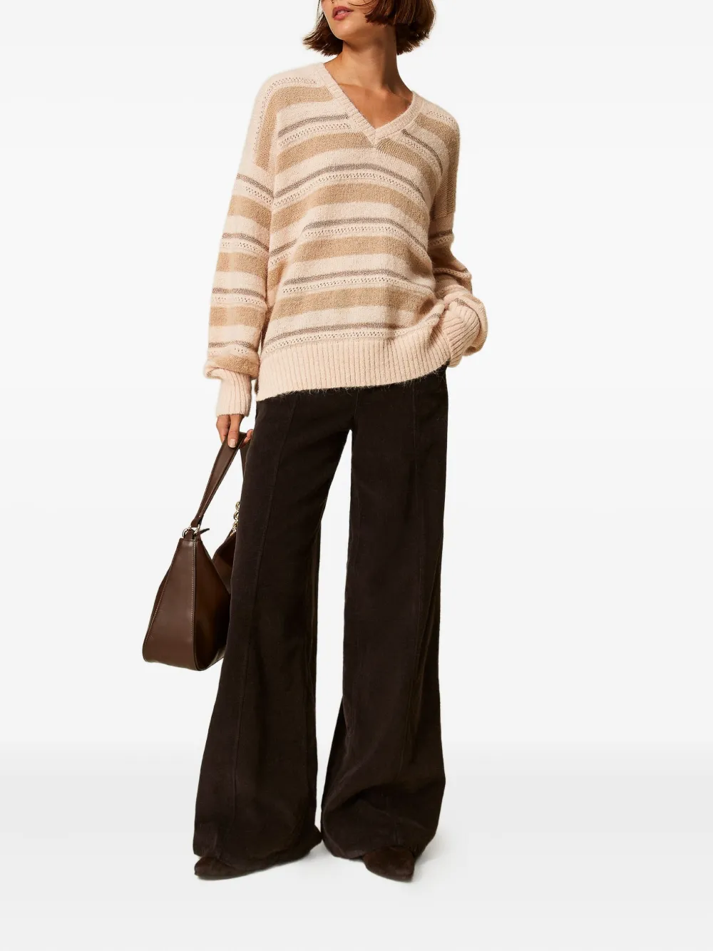 TWINSET Ribfluwelen broek - Bruin