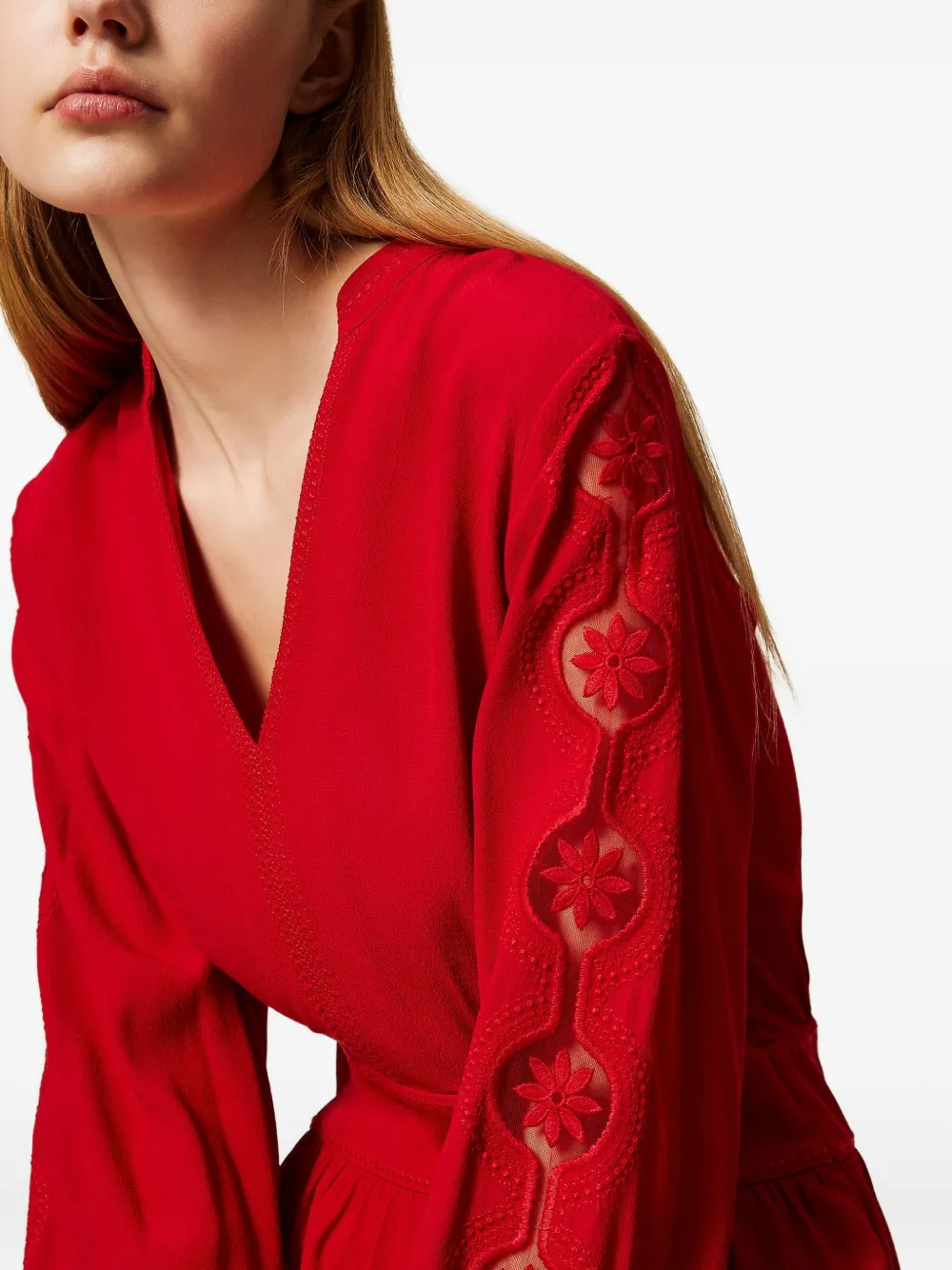 TWINSET Mini-jurk met V-hals Rood