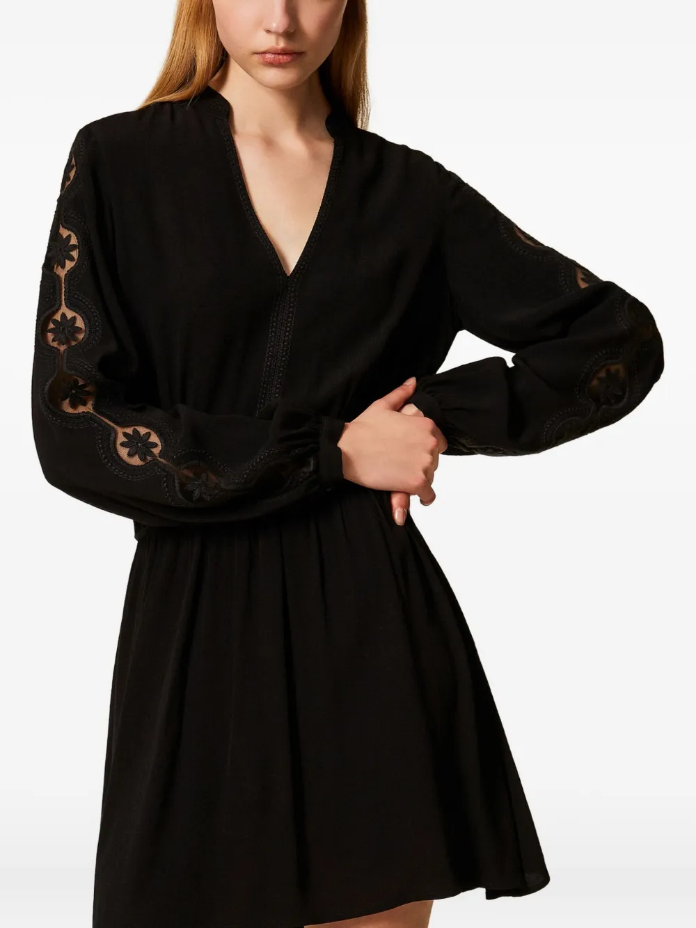 TWINSET Mini-jurk met V-hals - Zwart