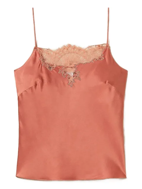 TWINSET top satinado con ribete de encaje