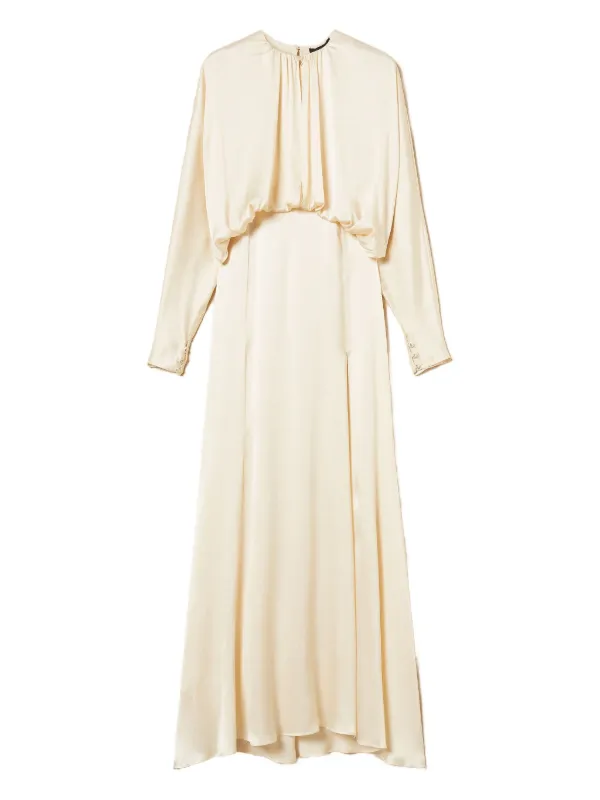 Twinset Dresses - Long silk blend satin dress, Butter Cookie White, Size: 46 Twinset Dresses - Long silk blend satin dress, Butter Cookie White, Size: 46