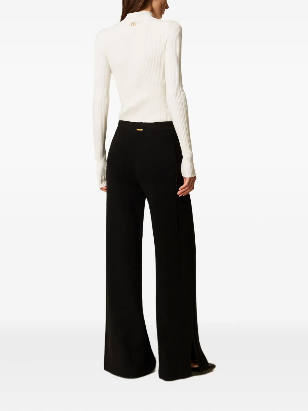 TWINSET Broek met trekkoord en zijsplitten Zwart