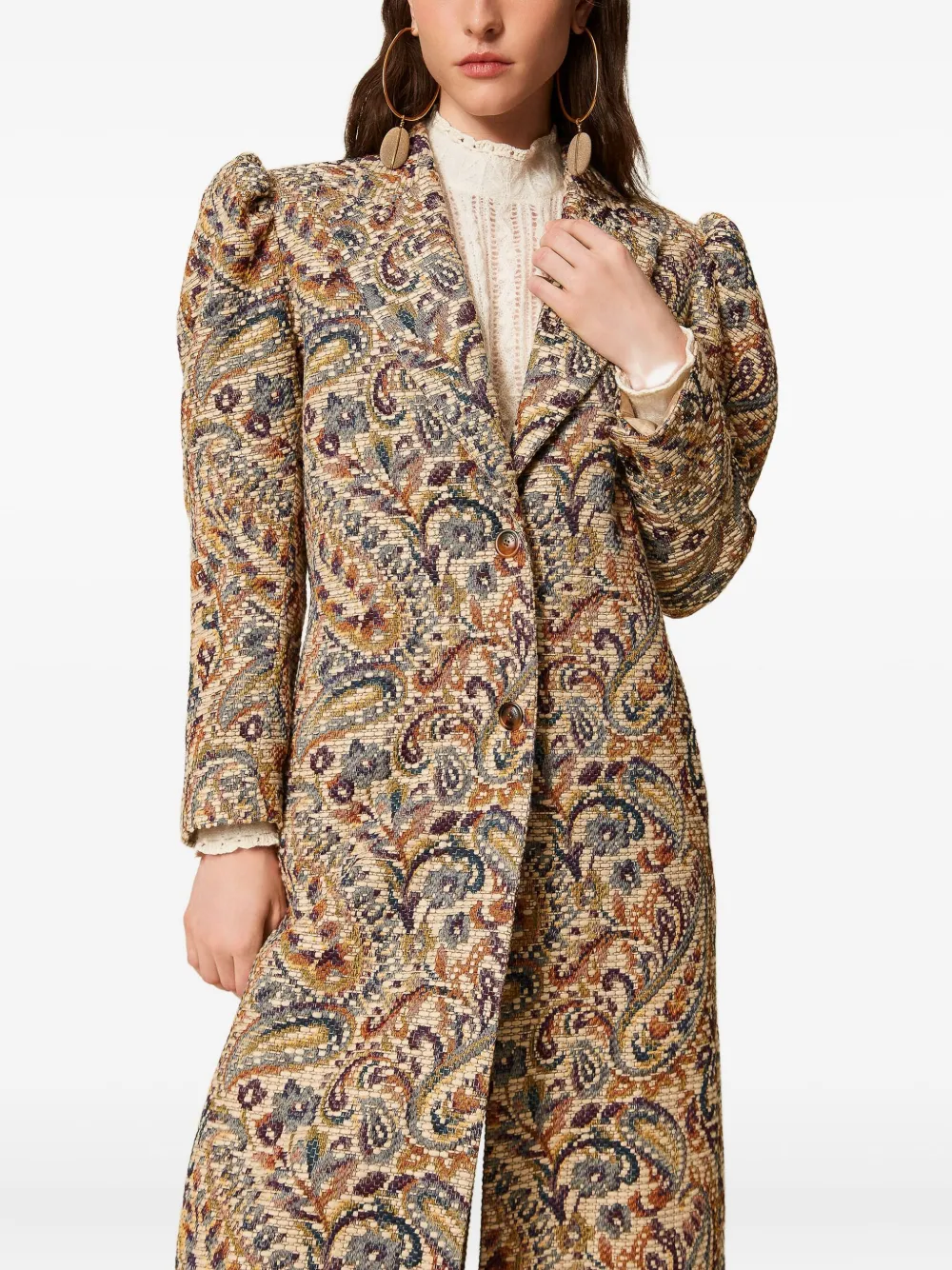 TWINSET Jas met pofmouwen en paisley-print Beige