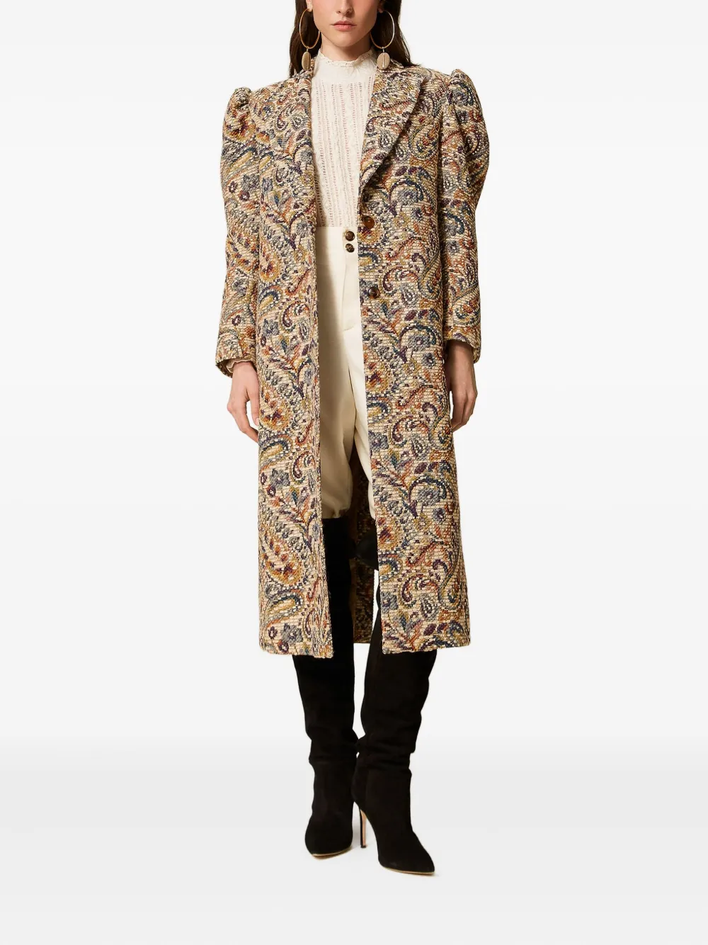 TWINSET Jas met pofmouwen en paisley-print Beige