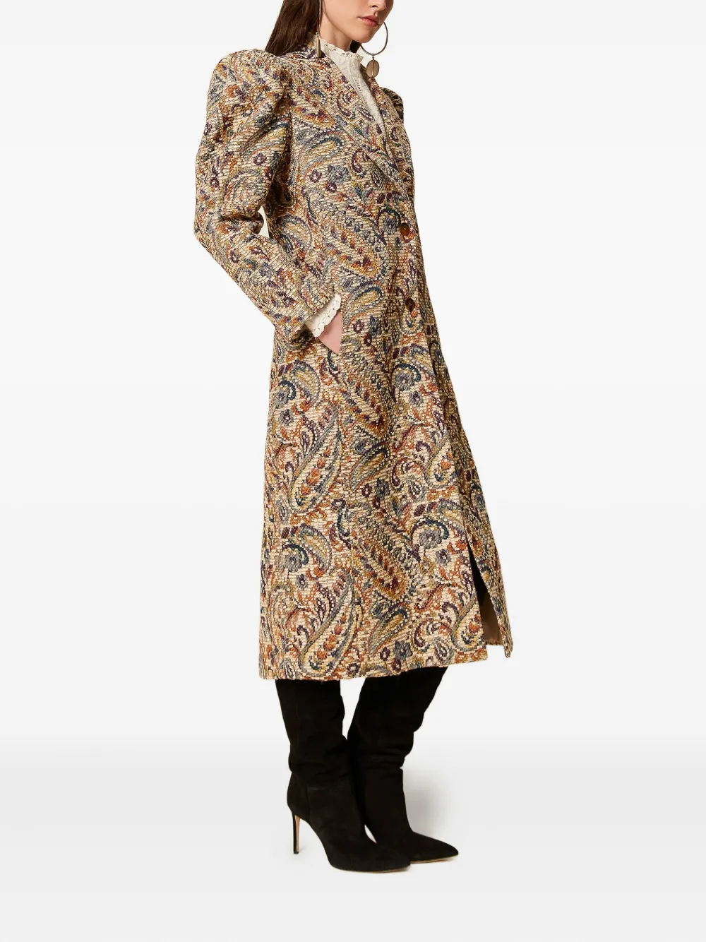 TWINSET Jas met pofmouwen en paisley-print Beige