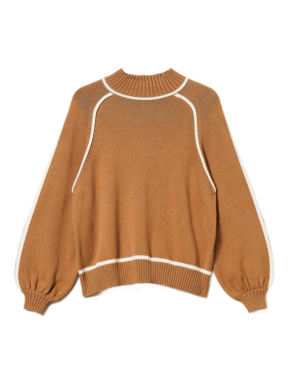 Twinset Contrast-trim Sweater In Brown