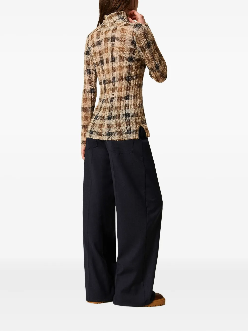 Twinset Drawstring Wide-leg Trousers In Black